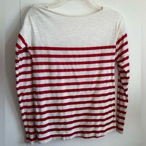 LOFT Striped Red & White Sparkle Tee Long Sleeve 100% Cotton Women’s Size XS EUC